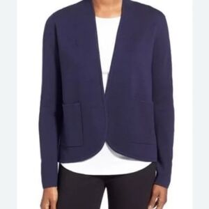 Eileen Fisher Silk/Cotton Navy Open Front Cardigan